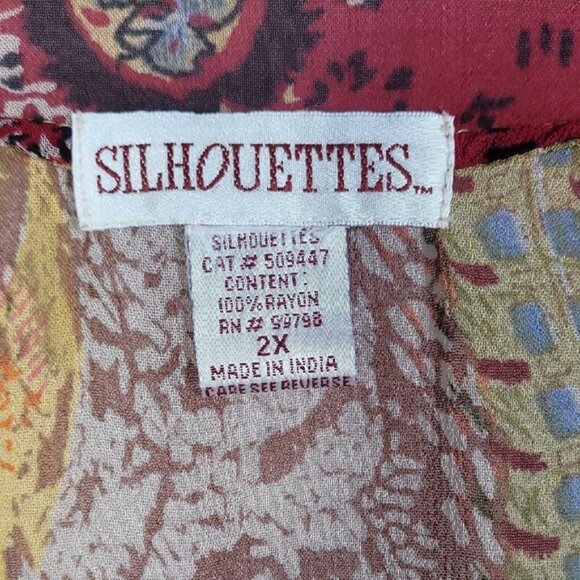 Vintage Women Sheer Floral Tunic Top Size 2X Boho Fairy Kimono VNeck Ethereal - Picture 7 of 12